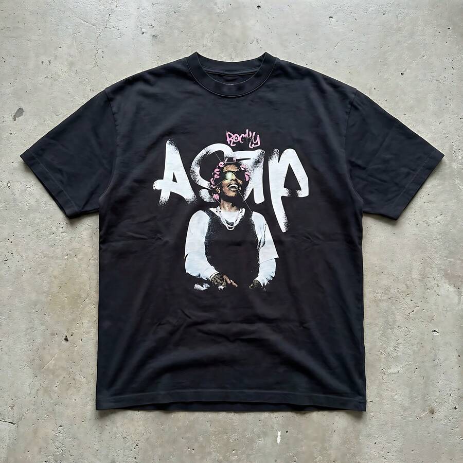ASAP Rocky Graphic Tee, Unisex Rap Concert T-Shirt - Black - View 1