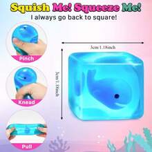1pc Undersea Creatures Ice Cubes -With Adorable Embedded Marine Animal Shapes, Slow-Rising Squeeze Sensory Toy, Slow-Rebound Sensory Stimulation Toy, Office Desk Relaxation, Suitable For Classroom Prizes, Halloween/Christmas/Easter Party Gifts. - Multicolor - View 11