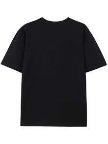Men's Graphic T-Shirt "THE CULT" - Black, Short Sleeve, Round Neck, Vintage Rock Style, With Metallic Silver Text And A Dynamic Guitarist Design With A Flame Background, Perfect For Concerts And Casual Wear, Soft, Comfortable Fabric. - 黑色 - 查看 2