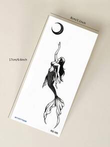 STARTTOOS Mermaid Pattern Temporary Tattoo Stickers, DIY Wrist Ankle Shoulder Neck Collarbone Waterproof Realistic Body Tattoo Stickers 1pc/Pack - Black - View 8