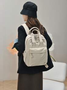 Mochila casual antirrobo de nailon para mujer; Bolsa multifuncional para desplazamientos diarios; Bolsa de viaje ligera con múltiples bolsillos; Mochila escolar minimalista de gran capacidad; Mochila conveniente, adecuada para estudiantes, enfermeras, maestros, empresarios, viajes de vacaciones, viajes de negocios, desplazamientos diarios, compras, oficina, citas, senderismo, entrenamiento, trabajo, regalo de cumpleaños, regalo de vacaciones, mochila - Multicolor - Ver 12