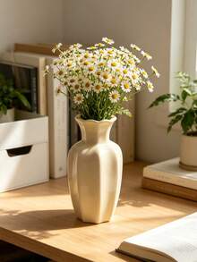 2Pcs Nordic Style High Gloss Cream Yellow Resin Vase Set - Hexagon Ruffled Edge Flower Vase For Entryway & Desk, Hydroponic Vase For Fresh Cut Flowers, Dried Flowers & Pampas Grass, Home Decor For Airbnb | Home Decor, Room Decor, Vintage Decor - New Model - View 2