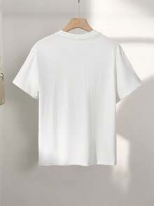 Spring And Summer Casual Women'S Top With A Fresh Floral Print, Featuring Branches And Leaves, Round Neck, Pure Short-Sleeve T-Shirt [Ling]Winter Clothes For Women - 白色 - 查看 3