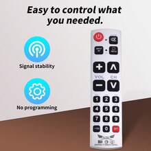 A-TV2 URC-1234ALB Universal TV Remote Control Compatible With Almost All TV Brands With Large Buttons - View 2