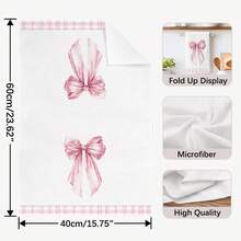 2 pièces/set Serviettes de cuisine à motif nœud papillon et livre à carreaux roses, 40*60cm en microfibre douce, convient pour la maison, la cuisine, le restaurant, le camping extérieur, le nettoyage de table, le séchage de la vaisselle, les cadeaux - Multicolore - Voir 2
