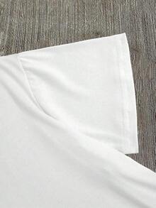 Camiseta de manga corta de cuello redondo con estampado de letras y cruces, informal y de verano para mujer Ropa deportiva estilo Y2K, cuello redondo, 100% algodón, tejido suave, manga corta. - Blanco - Ver 4