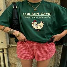 Cute Daily Casual Graphic T-Shirt 100% Cotton Oversized Soft Breathable Casual Crewneck Short Sleeve Top Aesthetic Daily Fashion Lovers Casual Wearers Trendy Basic Vintage Minimalist Street - Verde - Ver 2