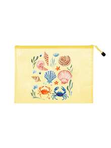 Multi Color Waterproof Fashionable Mesh Beach Bag, Colorful "Marine Creatures And Shells" Printed Makeup Bag, Beach Theme. Large Capacity Transparent Makeup Bag, Nylon Zipper Wash Bag - Lightweight, Can Store Sunscreen, Snacks, Bikinis, And Beach Essentials. Spring And Summer Storage, Perfect For Swimming, Beach, Diving - Multicolor - View 14