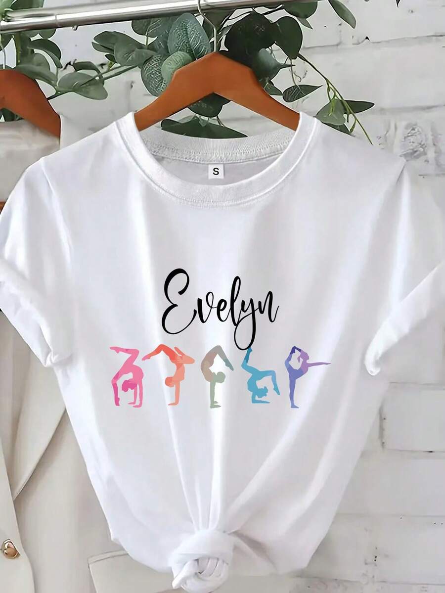 Camiseta Personalizada de Gimnasia para Gimnasta, Monograma para Animadora y Entrenador - [Blanco] - Ver 1
