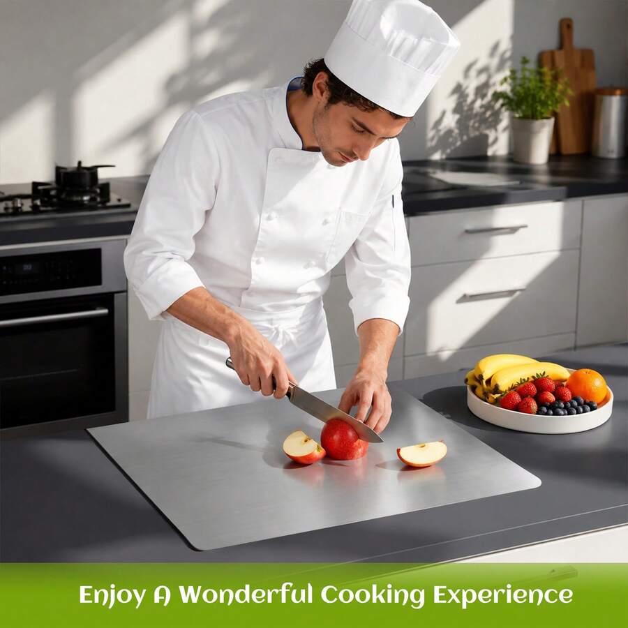 304 Stainless Steel Cutting Board Butcher Block Household Rolling Board Kitchen Supplies, Food Preparation, Meal Prep Tools, Modern Cutting Surface, Sleek Kitchen Tool, Rustresistant Material, Easy To Clean, Versatile Cutting Mat - 銀色 - 查看 1