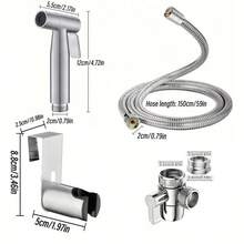 Vòi xịt vệ sinh bằng thép không gỉ, bộ vòi xịt cầm tay áp lực cao có điều chỉnh, bao gồm dây dẫn, giá đỡ và van chữ T, phù hợp để vệ sinh cá nhân và làm sạch thú cưng - súng phun sơn - Xem 3