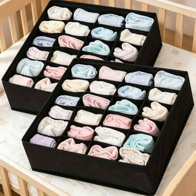 Hộp đựng đồ bằng vải gấp gọn 24 ngăn - Hộp sắp xếp tủ quần áo đựng đồ lót, tất và quần áo, đa năng dùng cho gia đình, văn phòng, ký túc xá và du lịch, giúp không gian của bạn luôn gọn gàng và ngăn nắp.