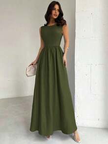 Vestido largo de línea A con fruncido azul para mujer, adecuado para el Día de San Valentín, conciertos, actuaciones, citas, fiestas, bodas, bailes de graduación, sexy, elegante, ir y venir del trabajo, vuelta al cole, vacaciones, playa, romántico - Café integral 2 - Ver 10
