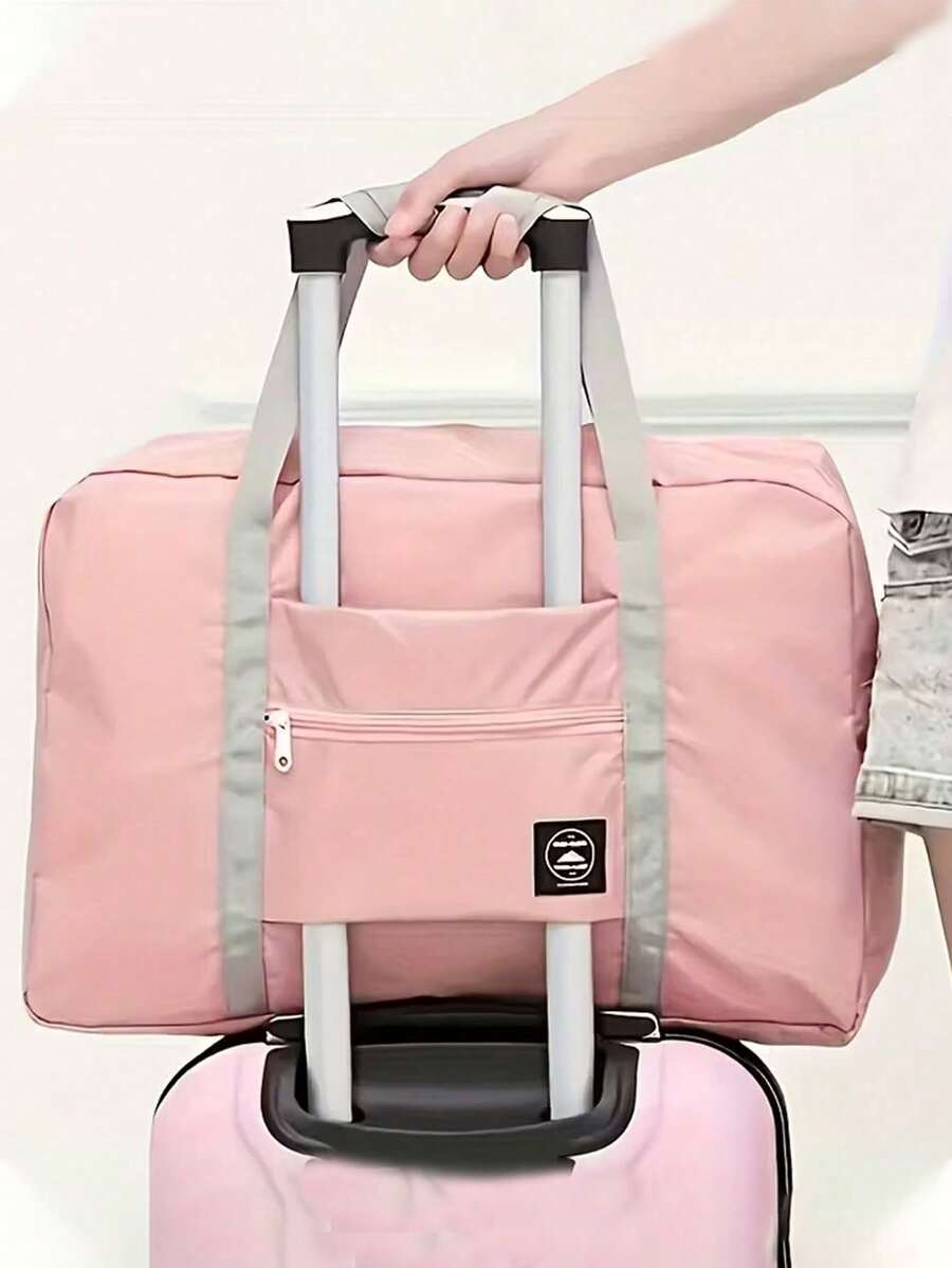 Large Capacity Lightweight Oxford Fabric Travel Bag, Foldable Portable Luggage Bag With Fixed Shoulder Strap And Zipper Closure - Multicolor - View 1