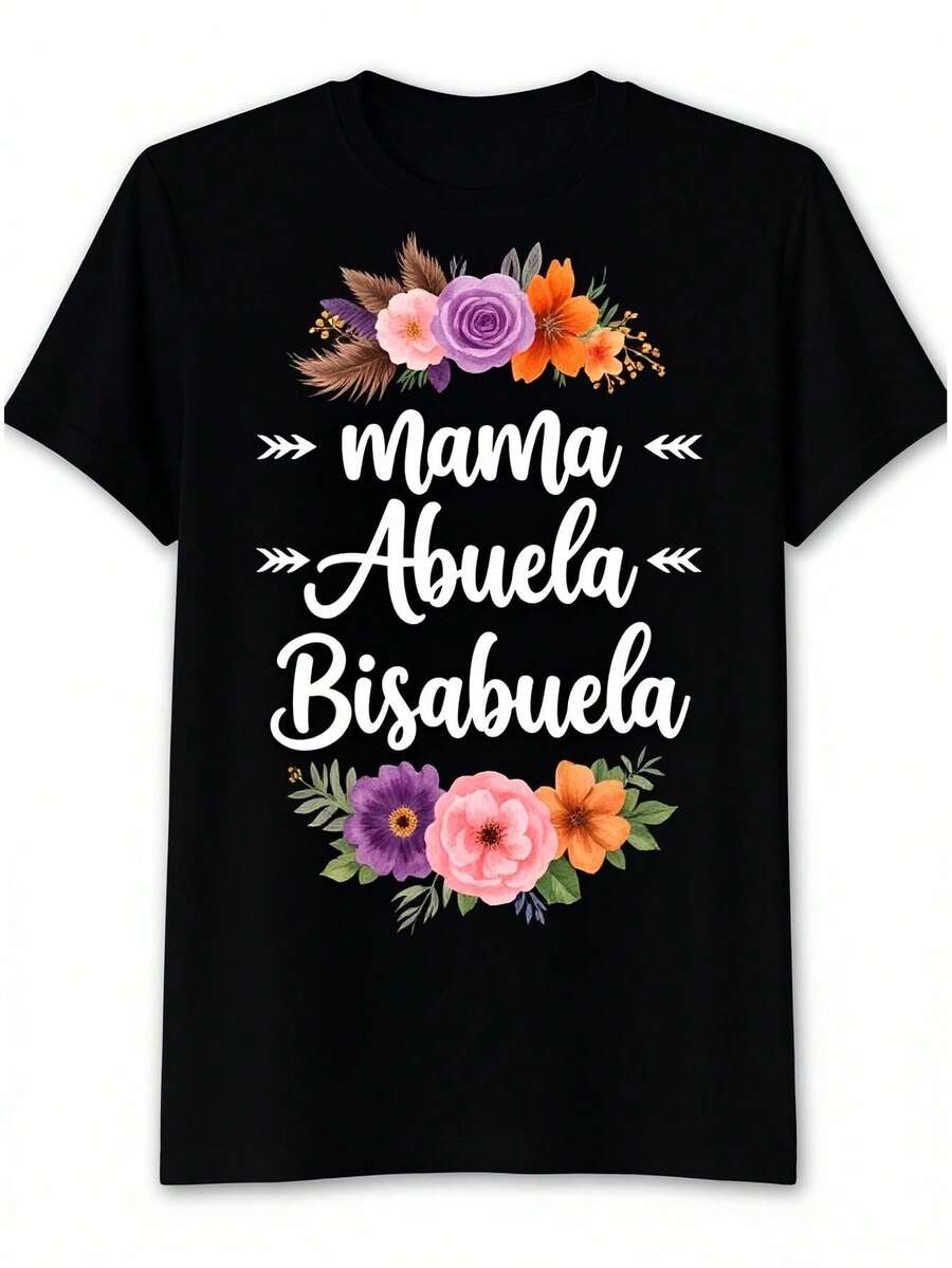 Mother, Grandmother, Grandma-Grandmother, T-Shirt For Mother's Day In Spain, Casual Style Te1 - 黑色 - 查看 1