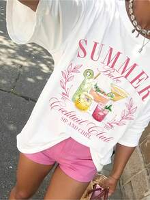 Women's Casual Printed T-Shirt Size 2026, Graphic Print T-Shirt Size, Casual Short Sleeve Round Neck Top For Summer And Spring, Women's Size Clothing, Printed T-Shirt Suitable For Daily Wear, Outdoor Activities, Casual And Festive Occasions. - 黑色 - 查看 6