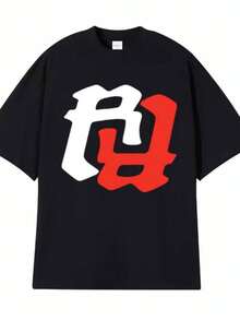 Rapper RR KanKan Logo Graphic Print T-Shirts Summer Men Women Clothing Y2k Vintage T Shirt Oversized Cotton Short Sleeve T-Shirt - 黑色 - 查看 1