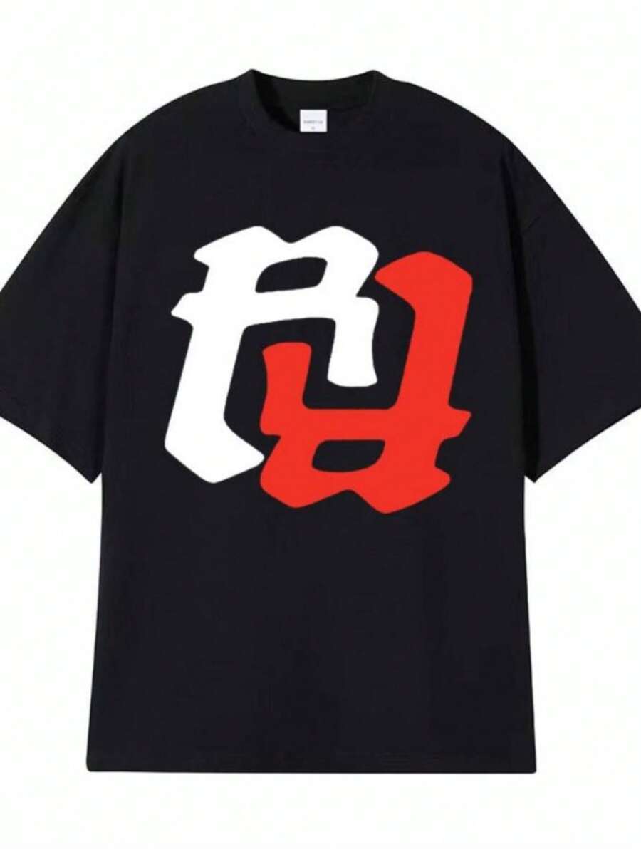 Rapper RR KanKan Logo Graphic Print T-Shirts Summer Men Women Clothing Y2k Vintage T Shirt Oversized Cotton Short Sleeve T-Shirt - 黑色 - 查看 1