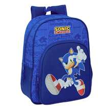 Safta Sonic 兒童書包，可搭配拉桿箱使用，符合人體工學的加厚肩帶和背部設計，壓花圖案，主隔層帶拉鍊和頂部提手，均碼，藍色 - 免費送貨 ✅ 24/48 小時送達西班牙（半島） - 選項 2 - 查看 2