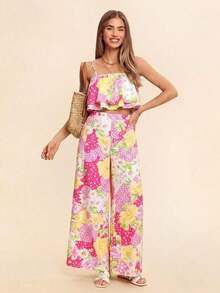 Top de tirantes de lunares & Pantalones de pierna ancha - Rosa - Ver 10