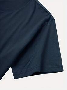 Short-Sleeved T-Shirt With Lotus Print 8149 - 深藍色 1 - 查看 3