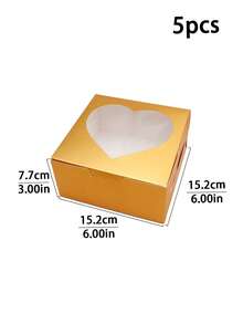 5pcs/10pcs/20pcs New Heart-Shaped Window Bakery Snack Boxes, With Transparent Window For Placing Cakes, Cupcakes, Cookies, Brownies, Donuts, Pastry Packaging Boxes - Multicolor - View 19