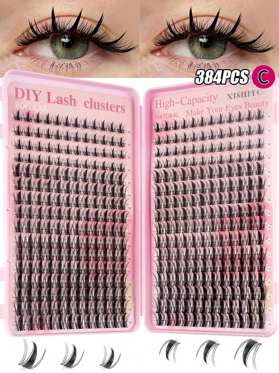 384/512/368片单根假睫毛，睫毛册，簇状假睫毛，DIY家用睫毛嫁接，簇状假睫毛，单根假睫毛，假睫毛，自然睫毛与浓密睫毛对比，DIY簇状假睫毛，韩式睫毛，美杜莎睫毛，天使睫毛，仙女簇状睫毛，卡通睫毛嫁接，超薄隐形睫毛条，防水，DIY家用睫毛嫁接
