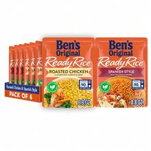 BEN'S ORIGINAL Ready Rice Jasmine Rice, Easy Dinner Side, 8.5 OZ Pouch (Pack Of 6) - Variety - Roasted Chicken and Spanish - View 1
