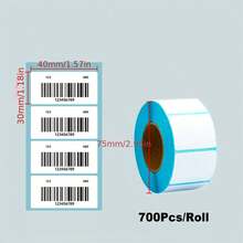 700张方形热敏标签贴纸（40x30毫米） - 强力粘性白色热敏纸卷 - 防水防油覆膜标签，兼容大多数桌面热敏打印机 - 查看 5