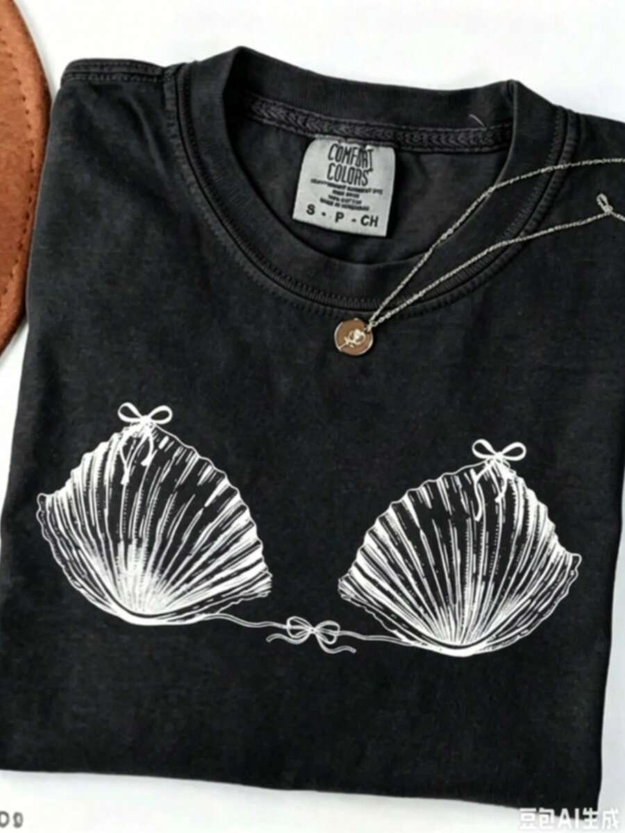 2026THEEARTHHISGLORYPatternRetroWashableHigh QualityCottonDouble-Sided PrintingTShirtMen'sTShirtOld ModelSummerClothingDrop ShoulderSleeveRound NeckTo - Black - View 1