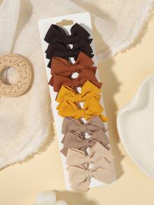 10pcs Waffle Texture Bow Hair Accessories, Gentle Style Daily Wear Hair Decor Set - Mixed color - View 13