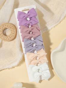10pcs Waffle Texture Bow Hair Accessories, Gentle Style Daily Wear Hair Decor Set - Mixed color - View 16