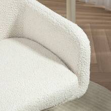 Silla de oficina, silla de escritorio regulable en altura, reclinable con estructura de acero, silla giratoria con aspecto de terciopelo, para oficina, estudio, color blanco crema. - Blanco - Ver 6