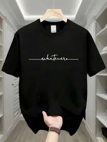 Soft Soft Men's Crew Neck Short Sleeve T-Shirt. Casual Style With Modern And Comfortable Prints. For Men And Women, Couple Style, Short Sleeve T-Shirt With  Pattern Print - 黑色1 - 查看 1