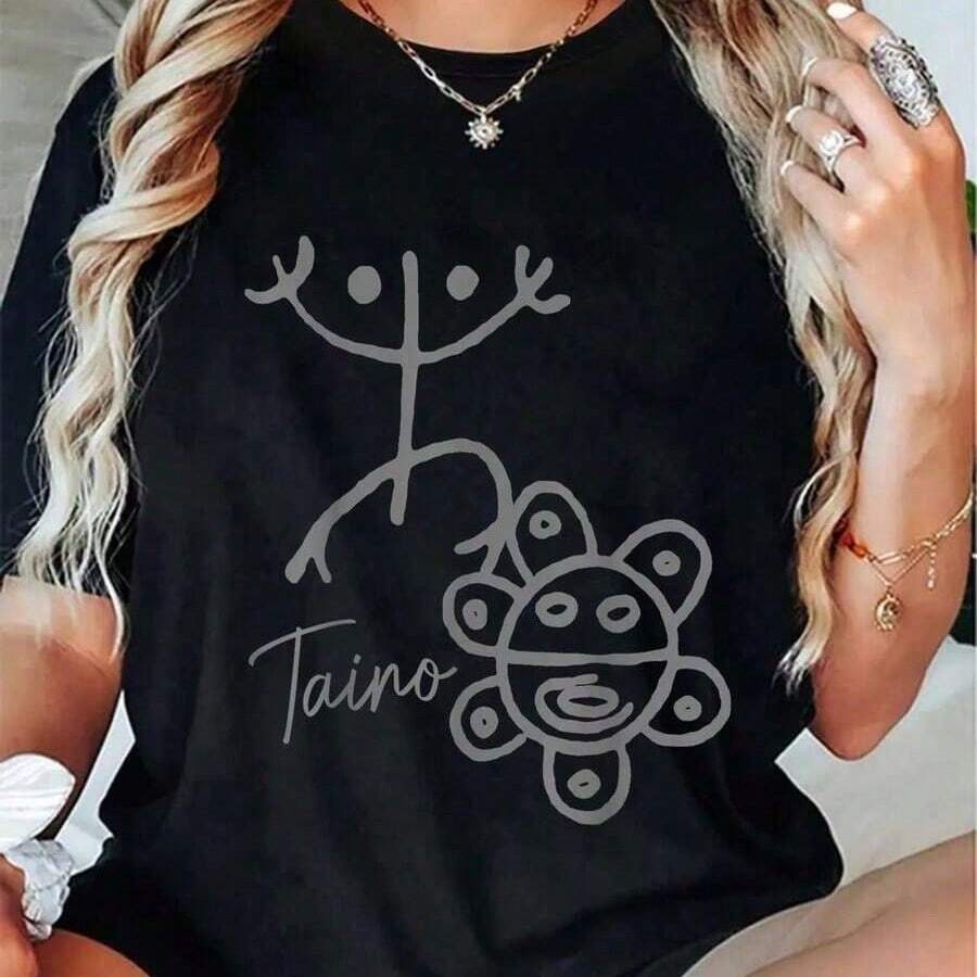 Local -15 Casual T-Shirt 100 Cotton Taino Sun Coqui Puerto Rico Boricua Boriquen Pride - 黑色 - 查看 1