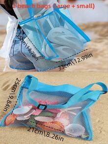 1pc Bright Color Mesh Beach Tote Bag (Size: 22cm L X 25cm W) - Lightweight, Adjustable Shoulder Strap, Foldable Design, Suitable For Outdoor Activities, Picnics And Shell Collecting, Essential Beach Accessory, Perfect For Travel And Holidays - Multiple Styles - View 4