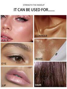 HANDAIYAN Fairy Glow Highlighter Powder, Shimmery Natural Glow Highlighter, Suitable For Graduation, Birthday, Holidays, Halloween, Christmas, Makeup Parties, Cosplay, Travel, Daily Makeup, Prom, Dorm, Cosmetic Product, Face Painting, Makeup, Suitable For Women, Applicable In Winter/Spring, Suitable For Birthday, Valentine's Day, Mother's Day Gifts, Carnival Parties, Best Color Choice For Y2K Fancy Fashion - 銅色 - 查看 2