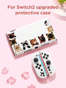 新款 2 (2025) 配件 - 1 个可爱猫耳造型收纳包/保护套，兼容 Switch OLED/Switch NS 扩展电池版，可容纳 10 张游戏卡，便携式旅行收纳包，带充电器/数据线收纳功能，防震抗压 - 多色 - 查看 5