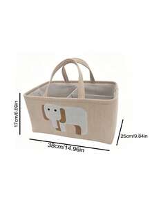 1 pieza Carro de pañales y almacenamiento multifuncional con lindo diseño de elefante - Cesta de almacenamiento de tela suave para habitación de bebé con estampado de animales adorables, diseño ahorra espacio, adecuado para mesa cambiadora, estante de pañales y accesorios, duradero y fácil de limpiar, plegable, diseño divertido - Multicolor - Ver 7
