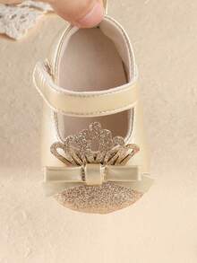 1 Pair Newborn Infant Girl Fashion Versatile Cute Indoor Floor Princess Shoes Suitable For Spring And Autumn - Gold - View 7