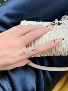 Luxury Snake Wrap Ring, Silver Tone, Unique Jewelry For Women - Silver - View 9