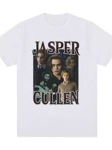 playeras de mujerMovie Twilight Jasper Cullen Vampire Robert Pattinson Edward Cullen T Shirt Men Women Vintage Oversized T-shirt Cotton T-shirts - Blanco - Ver 1