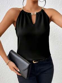 Blusa de estilo empresarial casual y digno de estilo vintage 2 en 1 para el regreso a clases - Negro - Ver 3