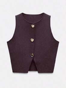 Nuevo top sin mangas de verano de estilo libre para mujeres, elegante y único de alta gama, romántico, de negocios casuales, para vacaciones, graduación o Día de la Independencia.El tamaño es pequeño, se sugiere pedir una talla talla grande grande. - Marrón - Ver 1
