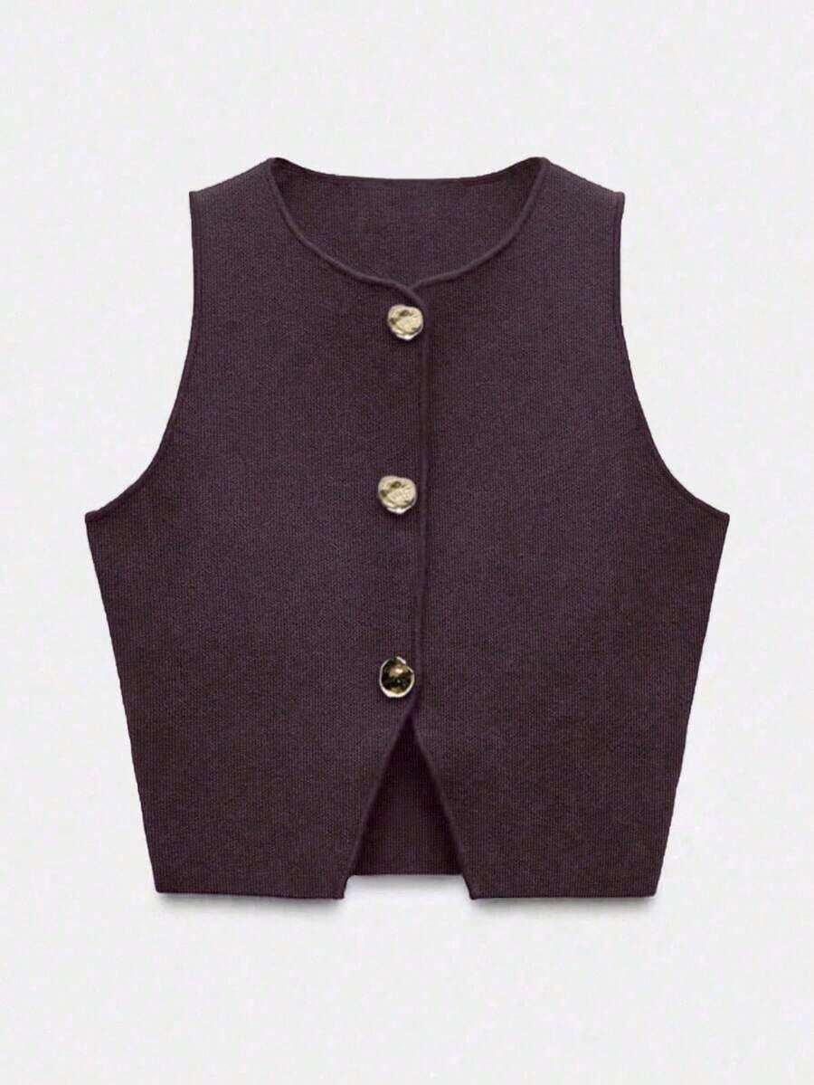 Nuevo top sin mangas de verano de estilo libre para mujeres, elegante y único de alta gama, romántico, de negocios casuales, para vacaciones, graduación o Día de la Independencia.El tamaño es pequeño, se sugiere pedir una talla talla grande grande. - Marrón - Ver 1