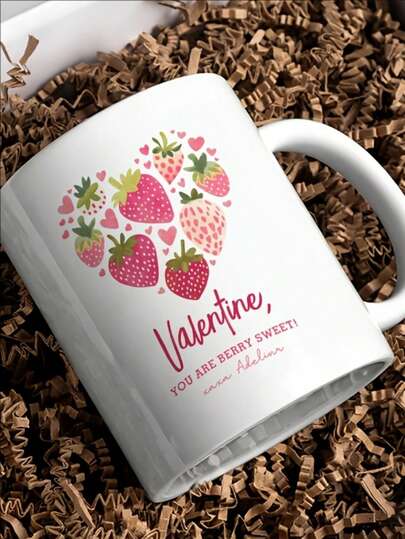 Cốc sứ hình trái tim dâu tây "You're So Sweet" dung tích 11oz, in theo yêu cầu - Món quà lý tưởng cho Ngày Valentine, người yêu, sinh nhật bất ngờ, ngày lễ, phù hợp cho đồ uống nóng/lạnh, đồ dùng gia đình và nhà bếp.