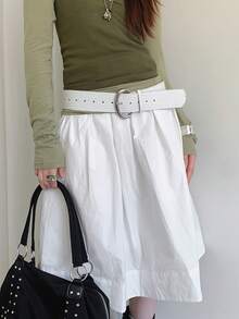 Korean Style Luxury Wide White Belt For Women, Niche Designer Waist Corset Fashion Decorative Waistband, All-Match Wide Belt Perfect For Dresses, Pants And Daily Casual Outfits - Multicolor - View 8