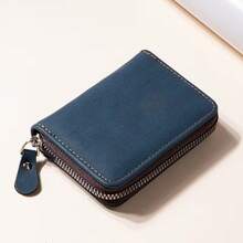 Unisex Vintage Matte Zipper Minimalist Card Holder, Multi-Slot Large Capacity Driver's License Wallet, Men's Portable Short Coin Purse - Multicolor - View 8