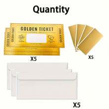 10 Stücke Gold Rubbelkarten DIY Set (mit Umschlägen), Überraschungsgeschenk, Party Zubehör, Geburtstags-/Hochzeitskarten, Konzert-/Kinotickets, Verlosungspreise - Gold - Übersicht 5