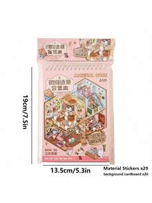 49 Sheets/Book Sticker Book, Including 29 Material Stickers And 20 Scene Cards. Sunny Town Landscape Miniature Scenes Can Be Used For Model Scenes And Mini Houses, Suitable As Birthday Or New Year Gifts, Christmas Holiday Gifts - B - View 11